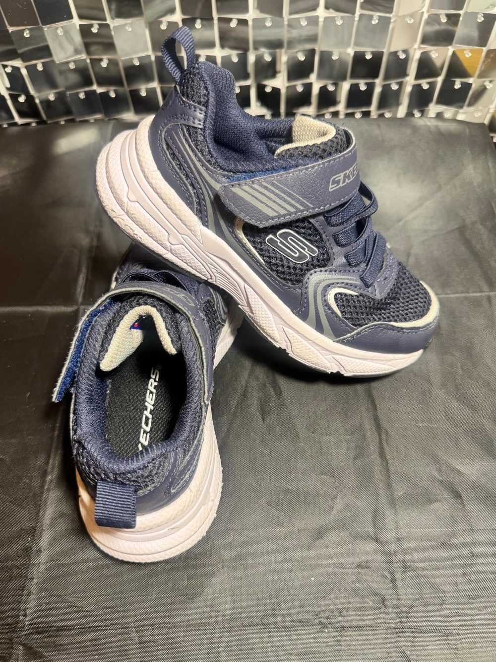 Skechers Kids Navy Athletic Sneakers with Hook-and-Loop Strap